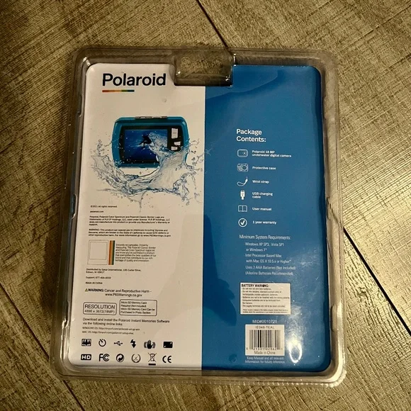NEW - Polaroid 18MP Waterproof Camera Teal 4x Digital Zoom IE048 - Underwater - Picture 2 of 3